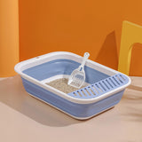 Maxbell Cat Litter Box Open Top Easily to Clean Kitty Litterbox Large with Scooper Blue