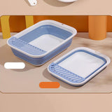 Maxbell Cat Litter Box Open Top Easily to Clean Kitty Litterbox Large with Scooper Blue