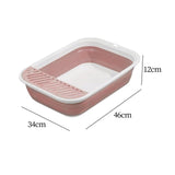 Maxbell Cat Litter Box Open Top Easily to Clean Kitty Litterbox Large with Scooper Pink