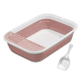 Maxbell Cat Litter Box Open Top Easily to Clean Kitty Litterbox Large with Scooper Pink