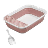 Maxbell Cat Litter Box Open Top Easily to Clean Kitty Litterbox Large with Scooper Pink