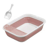 Maxbell Cat Litter Box Open Top Easily to Clean Kitty Litterbox Large with Scooper Pink