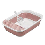 Maxbell Cat Litter Box Open Top Easily to Clean Kitty Litterbox Large with Scooper Pink