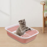 Maxbell Cat Litter Box Open Top Easily to Clean Kitty Litterbox Large with Scooper Pink