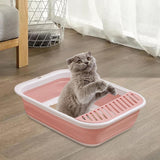 Maxbell Cat Litter Box Open Top Easily to Clean Kitty Litterbox Large with Scooper Pink