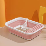 Maxbell Cat Litter Box Open Top Easily to Clean Kitty Litterbox Large with Scooper Pink