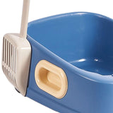 Maxbell Cat Litter Box Nonstick Bottom High Rim Cat Litter Container with Handle Blue