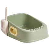 Maxbell Cat Litter Box Nonstick Bottom High Rim Cat Litter Container with Handle Green