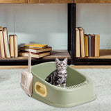 Maxbell Cat Litter Box Nonstick Bottom High Rim Cat Litter Container with Handle Green