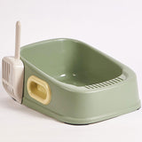 Maxbell Cat Litter Box Nonstick Bottom High Rim Cat Litter Container with Handle Green