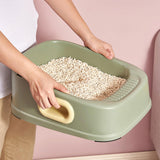 Maxbell Cat Litter Box Nonstick Bottom High Rim Cat Litter Container with Handle Green