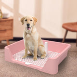 Maxbell Dog Training Potty Tray Urinal Keep Clean Splashproof Dog Litter Box Lattice Pink