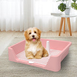 Maxbell Dog Training Potty Tray Urinal Keep Clean Splashproof Dog Litter Box Lattice Pink