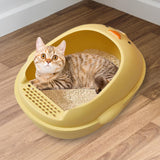 Maxbell Cat Litter Boxes Indoor Cats Semi Enclosed for Bunny Kitten Small Animals Yellow