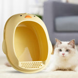 Maxbell Cat Litter Boxes Indoor Cats Semi Enclosed for Bunny Kitten Small Animals Yellow