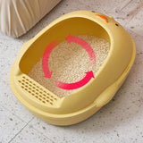 Maxbell Cat Litter Boxes Indoor Cats Semi Enclosed for Bunny Kitten Small Animals Yellow