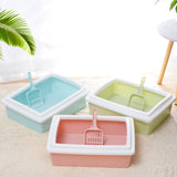 Maxbell Pet Litter Tray Potty Toilet Open Top Cat Litter Box High Sides for Kitten Green