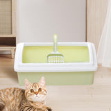 Maxbell Pet Litter Tray Potty Toilet Open Top Cat Litter Box High Sides for Kitten Green