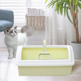 Maxbell Pet Litter Tray Potty Toilet Open Top Cat Litter Box High Sides for Kitten Green