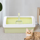 Maxbell Pet Litter Tray Potty Toilet Open Top Cat Litter Box High Sides for Kitten Green
