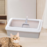 Maxbell Pet Litter Tray Potty Toilet Open Top Cat Litter Box High Sides for Kitten Gray