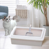 Maxbell Pet Litter Tray Potty Toilet Open Top Cat Litter Box High Sides for Kitten Gray