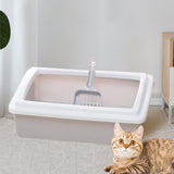 Maxbell Pet Litter Tray Potty Toilet Open Top Cat Litter Box High Sides for Kitten Gray