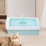 Maxbell Pet Litter Tray Potty Toilet Open Top Cat Litter Box High Sides for Kitten Blue