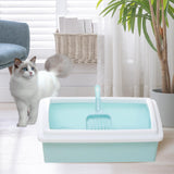 Maxbell Pet Litter Tray Potty Toilet Open Top Cat Litter Box High Sides for Kitten Blue