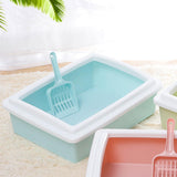 Maxbell Pet Litter Tray Potty Toilet Open Top Cat Litter Box High Sides for Kitten Blue
