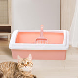 Maxbell Pet Litter Tray Potty Toilet Open Top Cat Litter Box High Sides for Kitten Pink