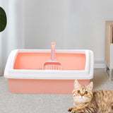 Maxbell Pet Litter Tray Potty Toilet Open Top Cat Litter Box High Sides for Kitten Pink