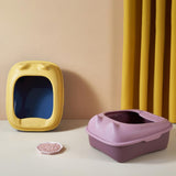 Maxbell Cat Litter Box Semi Enclosed Portable Comfortable Splashproof Cat Sand Box pink