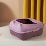 Maxbell Cat Litter Box Semi Enclosed Portable Comfortable Splashproof Cat Sand Box pink