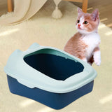 Maxbell Cat Litter Box Semi Enclosed Portable Comfortable Splashproof Cat Sand Box blue