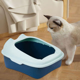 Maxbell Cat Litter Box Semi Enclosed Portable Comfortable Splashproof Cat Sand Box blue