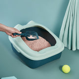 Maxbell Cat Litter Box Semi Enclosed Portable Comfortable Splashproof Cat Sand Box blue