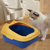 Maxbell Cat Litter Box Semi Enclosed Portable Comfortable Splashproof Cat Sand Box yellow