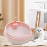 Maxbell Cat Litter Box Anti Splashing Privacy Walls Comfortable Cat Sandbox Durable pink