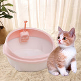 Maxbell Cat Litter Box Anti Splashing Privacy Walls Comfortable Cat Sandbox Durable pink