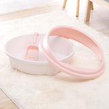 Maxbell Cat Litter Box Anti Splashing Privacy Walls Comfortable Cat Sandbox Durable pink