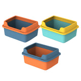 Maxbell Cat Litter Boxes for Indoor Cats Open Air for Kitten Litter Boxes Low Entry Blue