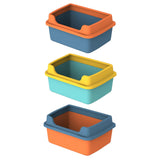 Maxbell Cat Litter Boxes for Indoor Cats Open Air for Kitten Litter Boxes Low Entry Blue