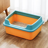 Maxbell Cat Litter Boxes for Indoor Cats Open Air for Kitten Litter Boxes Low Entry Blue