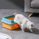 Maxbell Cat Litter Boxes for Indoor Cats Open Air for Kitten Litter Boxes Low Entry Blue