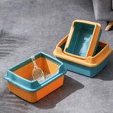Maxbell Cat Litter Boxes for Indoor Cats Open Air for Kitten Litter Boxes Low Entry Blue