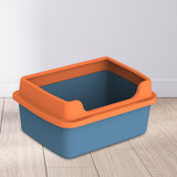 Maxbell Cat Litter Boxes for Indoor Cats Open Air for Kitten Litter Boxes Low Entry Blue