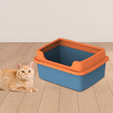Maxbell Cat Litter Boxes for Indoor Cats Open Air for Kitten Litter Boxes Low Entry Blue