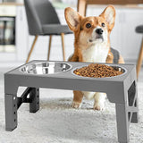 Maxbell Dog Food Bowls Adjustable to 5 Height Feeding Bowl 1.1L Bowl Dog Dish Modern