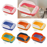 Maxbell Cat Litter Box with Scoop Detachable Tall Kitty Litter Pan Cat Toilet Pink Large